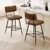 Christopher Knight Home Set of 2 Retro 360-Degree Swivel Counter Stools with Iron Frame and Faux Leather Cushion, Bowknot-Shaped Footrest, Barstool for Kitchen, Bedroom, Dining Room, Brown and Black