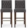 Christopher Knight Home Spencer Contemporary Wingback Barstools (Set of 2), Dark Brown and Espresso, Faux Leather(Charcoal and Espresso)