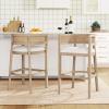 Christopher Knight Home Tawny Wooden Bar Stool Set of 2, Stools for Kitchen Island, Fabric Upholstered Counter Height Stool, Round Backrest Cocktail Stool for Bar Table, Beige+Natural Oak(Beige+natural Ash)