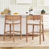 Christopher Knight Home Tawny Wooden Bar Stool Set of 2, Stools for Kitchen Island, Fabric Upholstered Counter Height Stool, Round Backrest Cocktail Stool for Bar Table, Beige+Natural Oak(Beige+natural Oak)