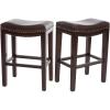Christopher Knight Home Transitional Brown Leather Counter Stools, Set of 2