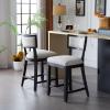 Christopher Knight Home Wina 26.5″ Counter Stools Set of 2, Upholstered Counter Height Bar Stools, Solid Rubber Wood Kitchen Chairs, Armless Barstools for Home Bar, Kitchen, Beige+Black(Black+beige)