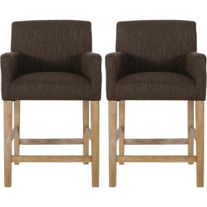 Christopher Knight Home Armga Upholstered 26 inch Counter Stools – Brown/Weathered Natural (Set of 2)