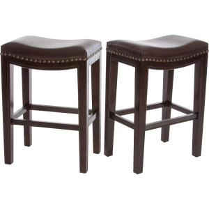 Christopher Knight Home Avondale Backless Faux Leather Counter Stools, 2-Pcs Set, Brown(Stools)