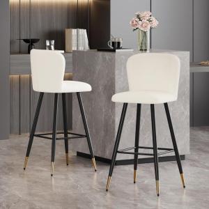 Christopher Knight Home Boaz 29.92″H Barstools Set of 2, Counter Stools, Boucle Upholstered Counter Height Bar Chairs, Comfy Bistro Stool, Kitchen Chairs, Barstool for Home Bar, Kitchen Counter, White