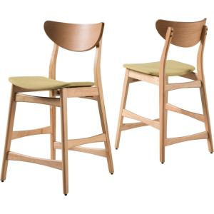 Christopher Knight Home Gavin Counter Chairs, 2-Pcs Set, Green Tea / Oak Finish
