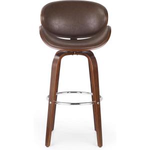 Christopher Knight Home Jakin Upholstered Swivel Barstool – Dark Brown/Walnut(Dark Brown + Chrome + Walnut)
