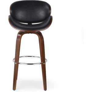 Christopher Knight Home Jakin Upholstered Swivel Barstool – Dark Brown/Walnut(Midnight Black + Chrome + Walnut)