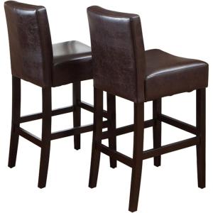 Christopher Knight Home Lopez Leather Bar Stools, 2-Pcs Set, Brown