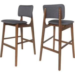 Christopher Knight Home Luella 42″ Wooden Bar Chair with Fabric Seats (Set of 2), Charcoal and Walnut Finish
