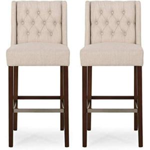Christopher Knight Home Spencer Contemporary Wingback Barstools (Set of 2), Dark Brown and Espresso, Faux Leather(Beige and Espresso)