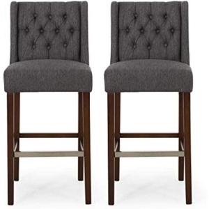 Christopher Knight Home Spencer Contemporary Wingback Barstools (Set of 2), Dark Brown and Espresso, Faux Leather(Charcoal and Espresso)