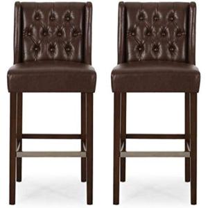 Christopher Knight Home Spencer Contemporary Wingback Barstools (Set of 2), Dark Brown and Espresso, Faux Leather(Dark Brown and Espresso)