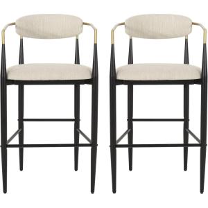 Elmore 30 Inch Barstools – Beige/Black/Gold (Set of 2)