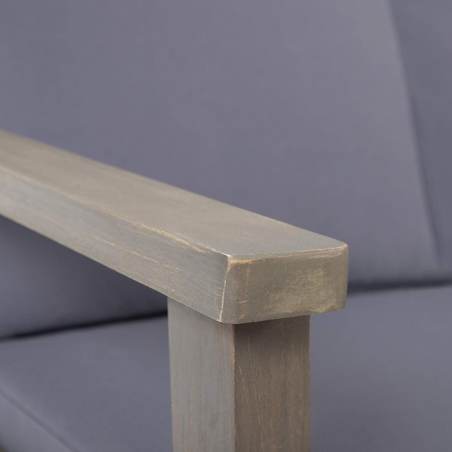 image:imageChristopher Knight Home Aabbye Outdoor Acacia Wood 4 Seater Chat Set with Cushions Gray Finish Dark Gray
