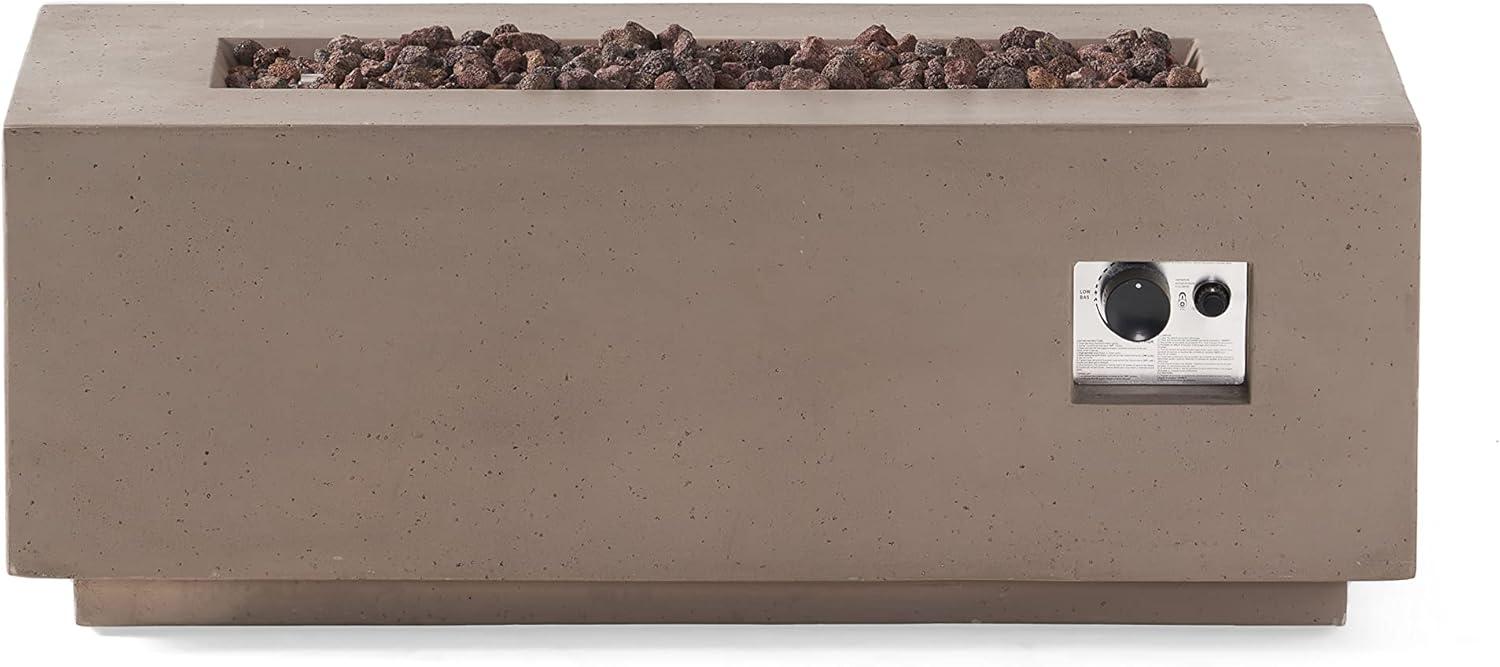 image:imageChristopher Knight Home Aidan Outdoor 40000 BTU Rectangular Fire Pit No Tank Holder Lightweight Concrete Light Gray
