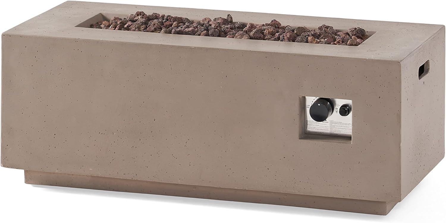 image:imageChristopher Knight Home Aidan Outdoor 40000 BTU Rectangular Fire Pit No Tank Holder Lightweight Concrete Light Gray