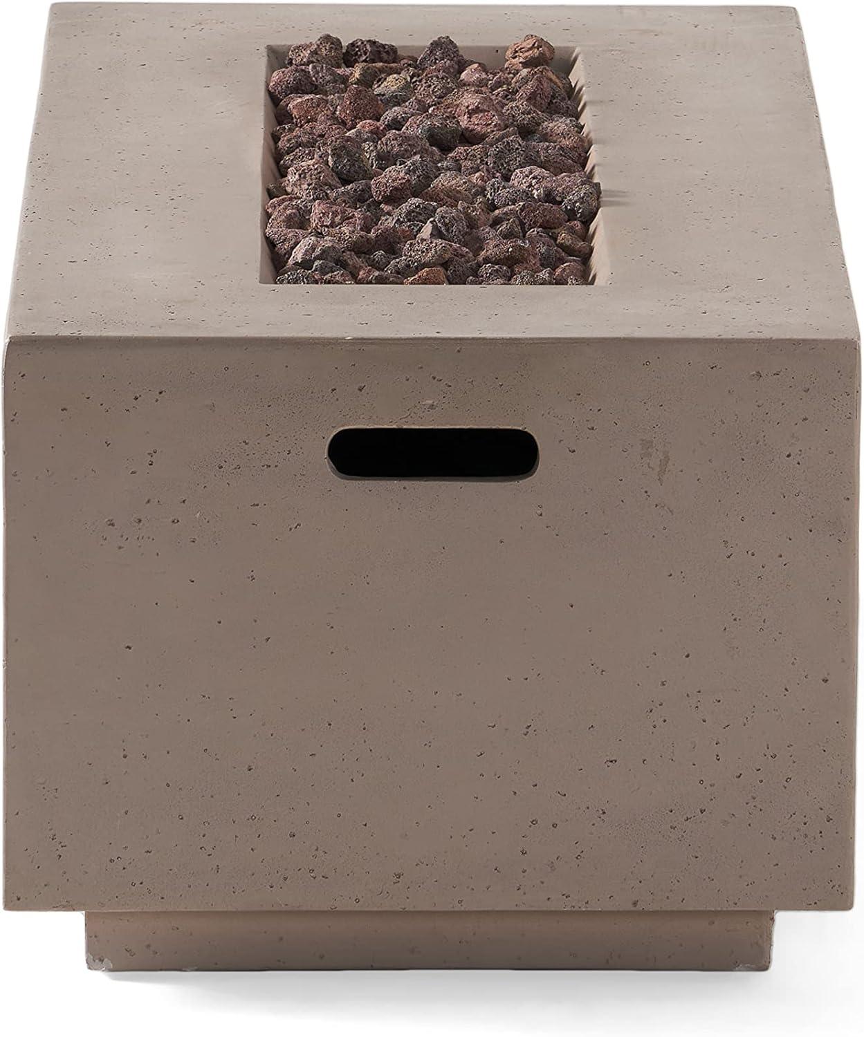image:imageChristopher Knight Home Aidan Outdoor 40000 BTU Rectangular Fire Pit No Tank Holder Lightweight Concrete Light Gray