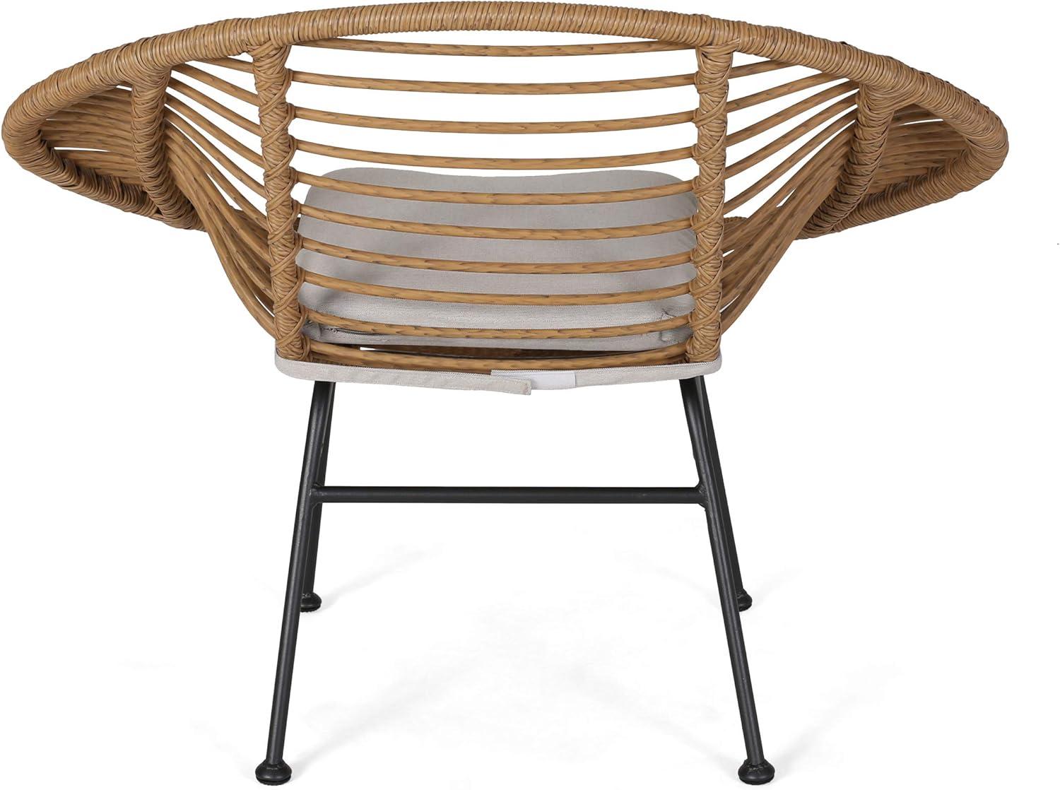 image:imageChristopher Knight Home Aleah Indoor Woven Faux Rattan Chairs with Cushions Set of 2 Light Brown and Beige Finish