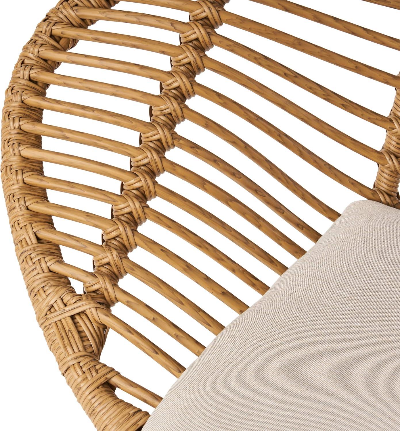 image:imageChristopher Knight Home Aleah Indoor Woven Faux Rattan Chairs with Cushions Set of 2 Light Brown and Beige Finish