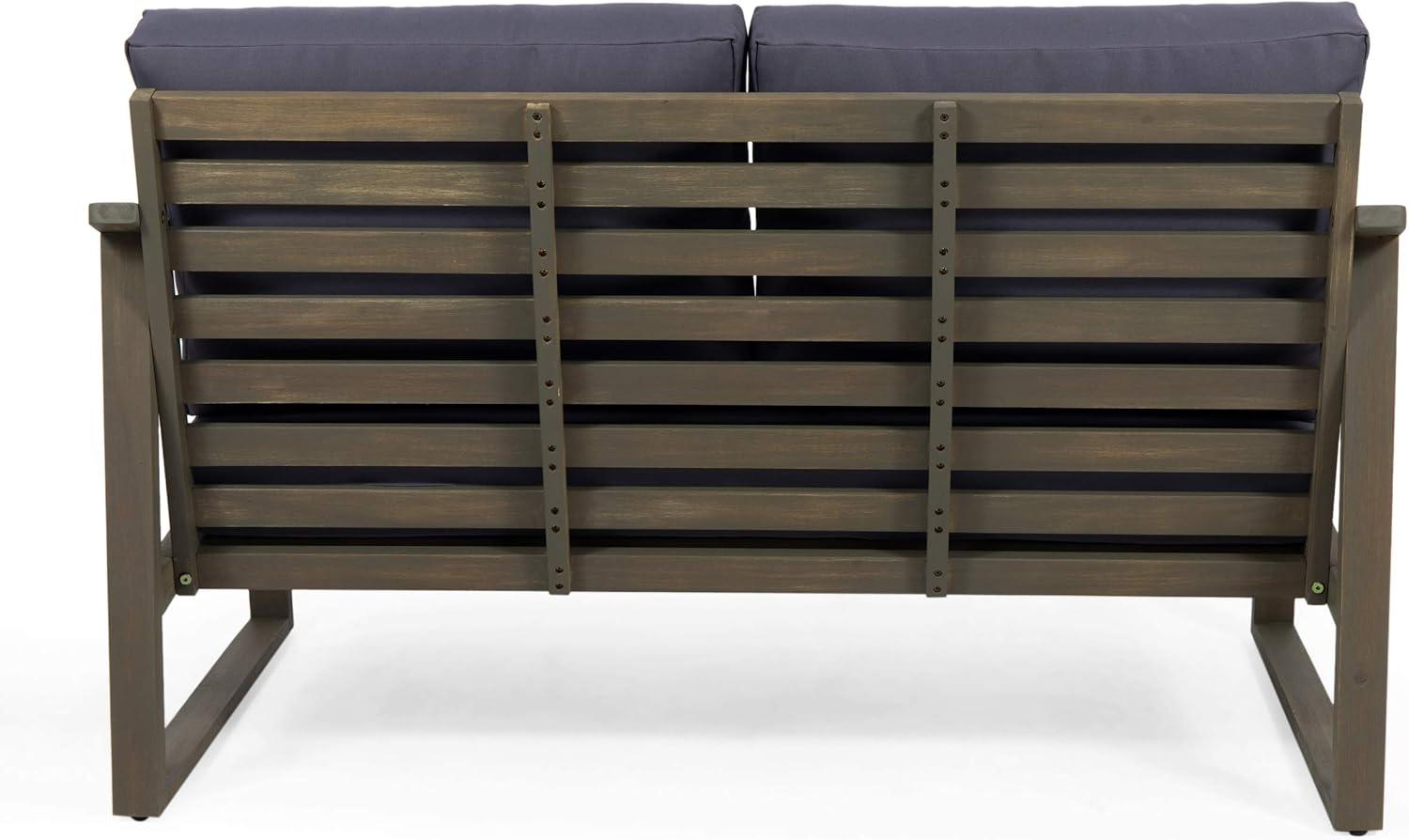 image:imageChristopher Knight Home Alexander Outdoor 4 Seater Acacia Wood Chat Set with Water Resistant Cushions Gray and Dark GrayGray and Dark Gray