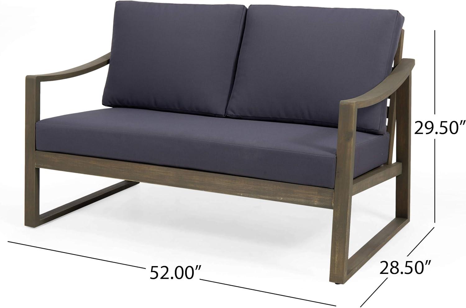 image:imageChristopher Knight Home Alexander Outdoor 4 Seater Acacia Wood Chat Set with Water Resistant Cushions Gray and Dark GrayGray and Dark Gray