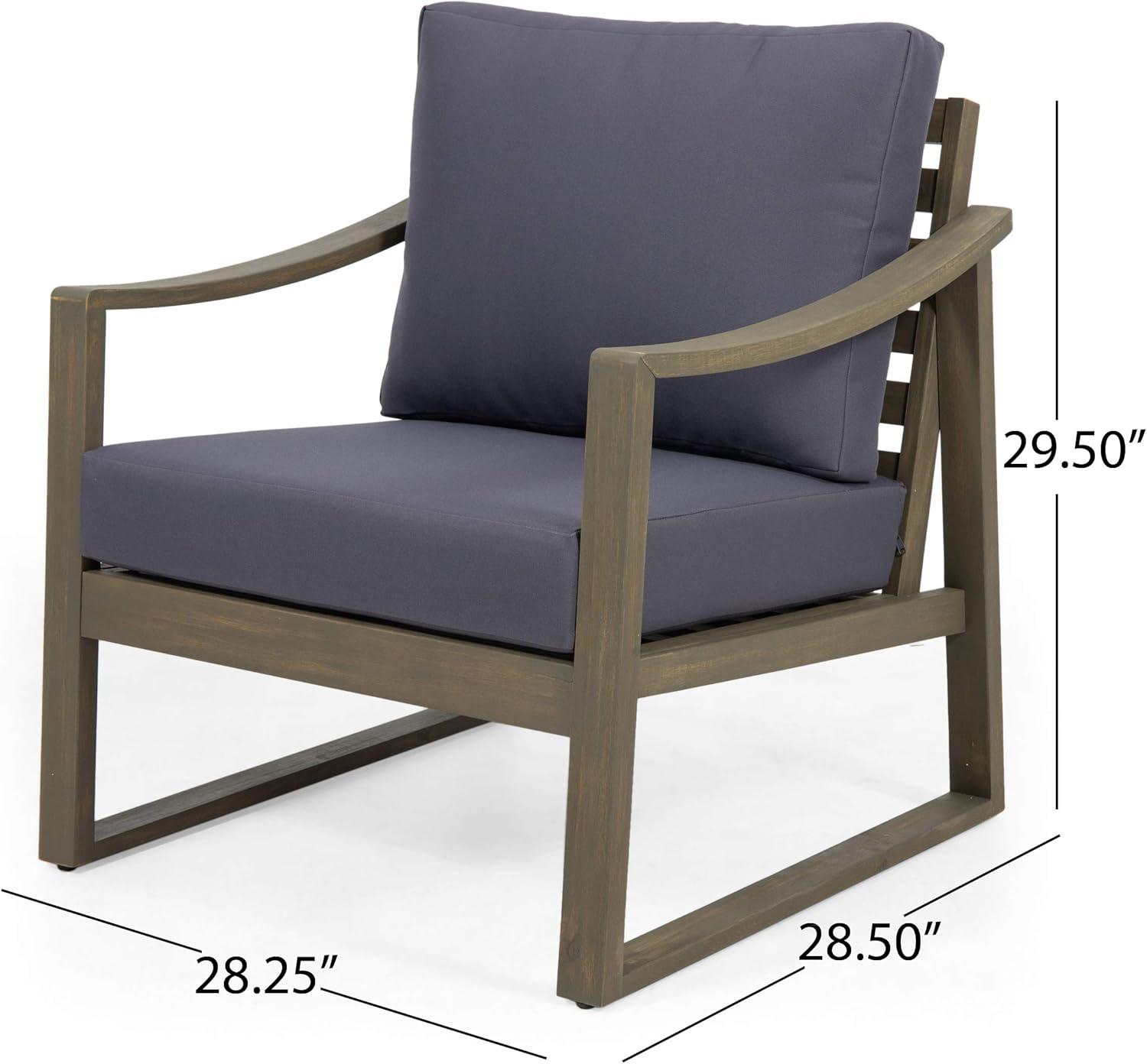image:imageChristopher Knight Home Alexander Outdoor 4 Seater Acacia Wood Chat Set with Water Resistant Cushions Gray and Dark GrayGray and Dark Gray