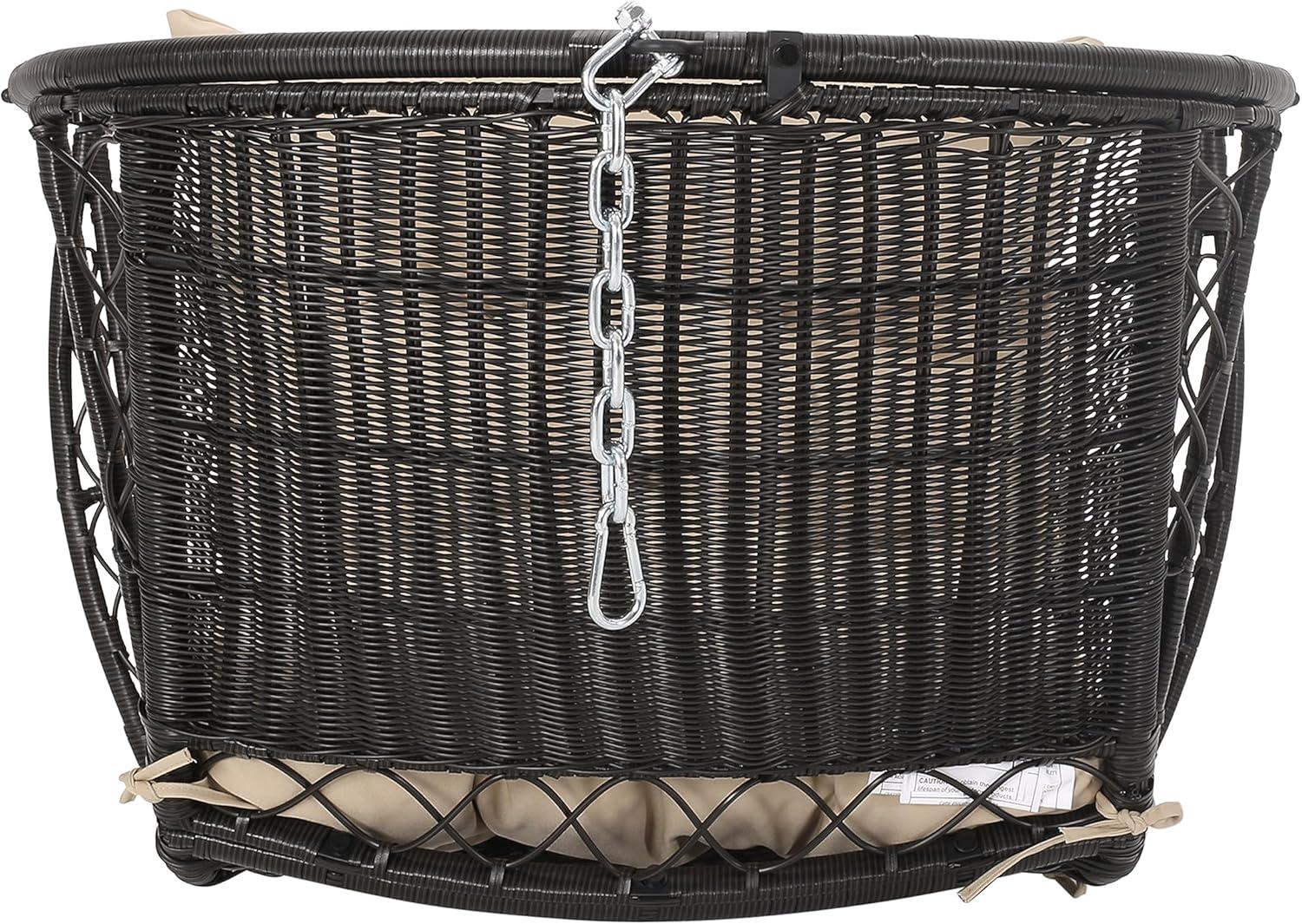 image:imageChristopher Knight Home Amanda Wicker Hanging Chair with Stand Brown TanBrown Tan