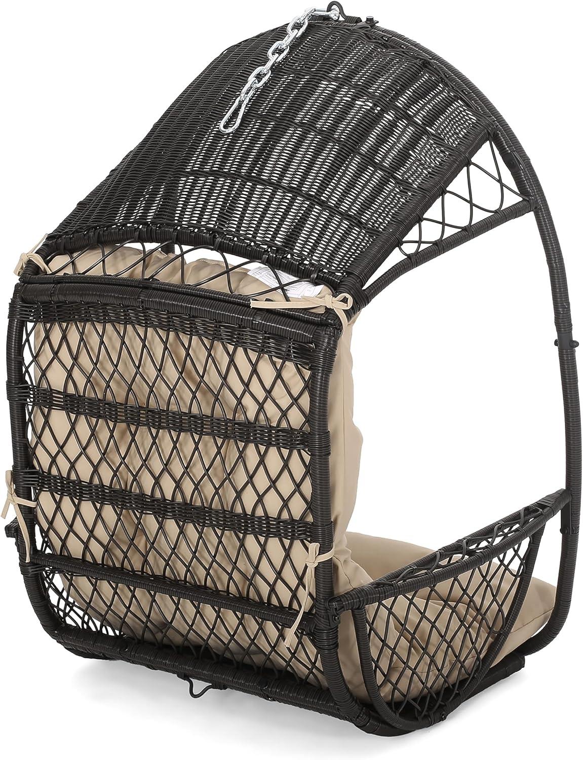 image:imageChristopher Knight Home Amanda Wicker Hanging Chair with Stand Brown TanBrown Tan