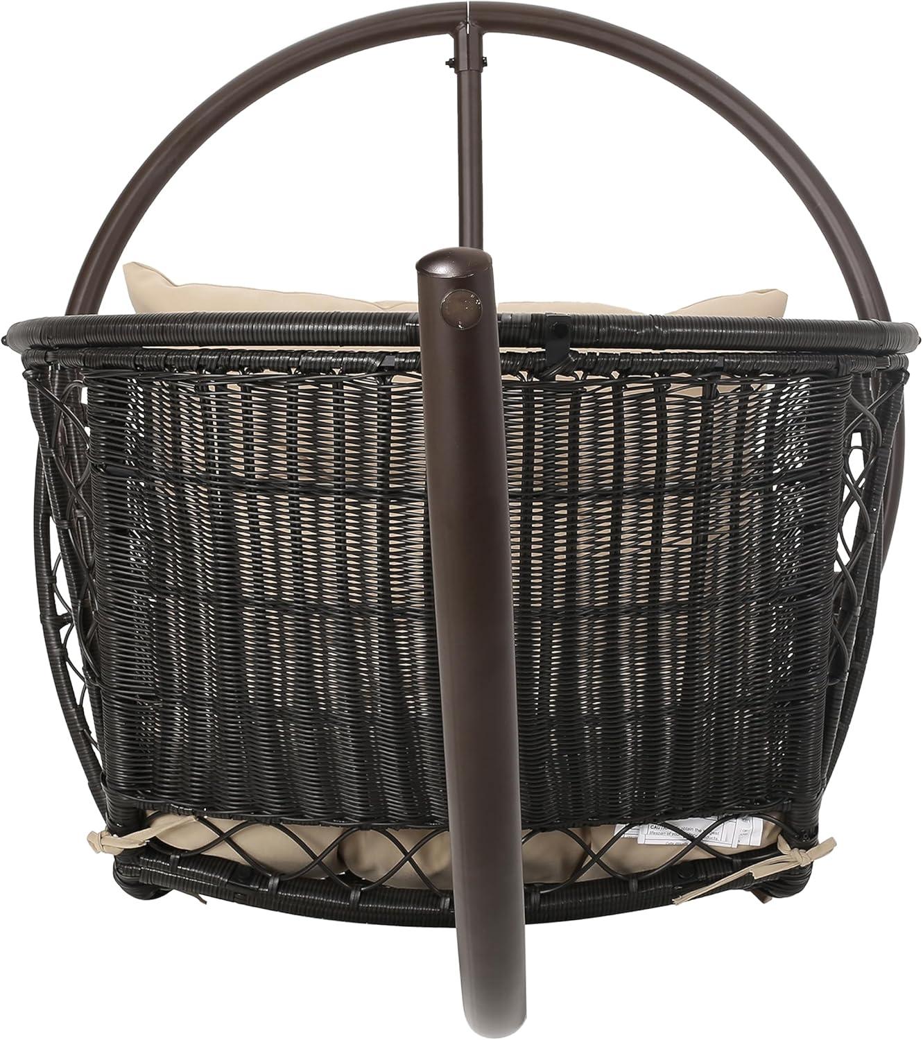 image:imageChristopher Knight Home Amanda Wicker Hanging Chair with Stand Brown TanBrown Tan