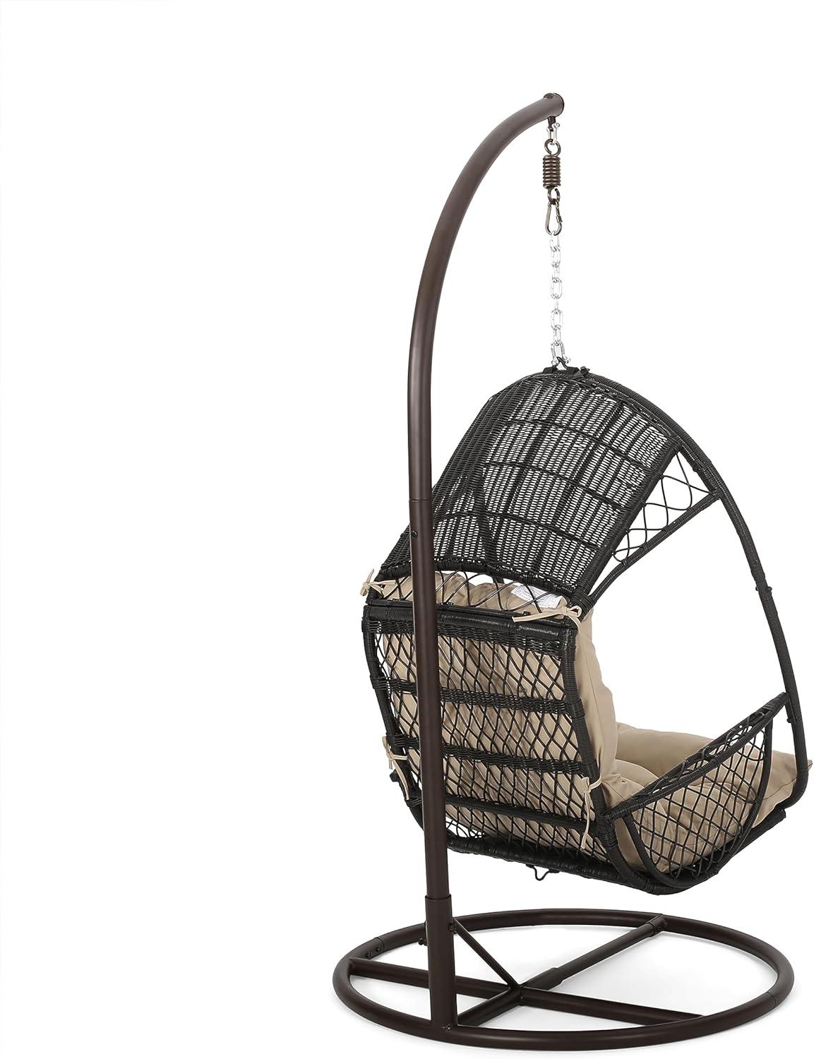 image:imageChristopher Knight Home Amanda Wicker Hanging Chair with Stand Brown TanBrown Tan
