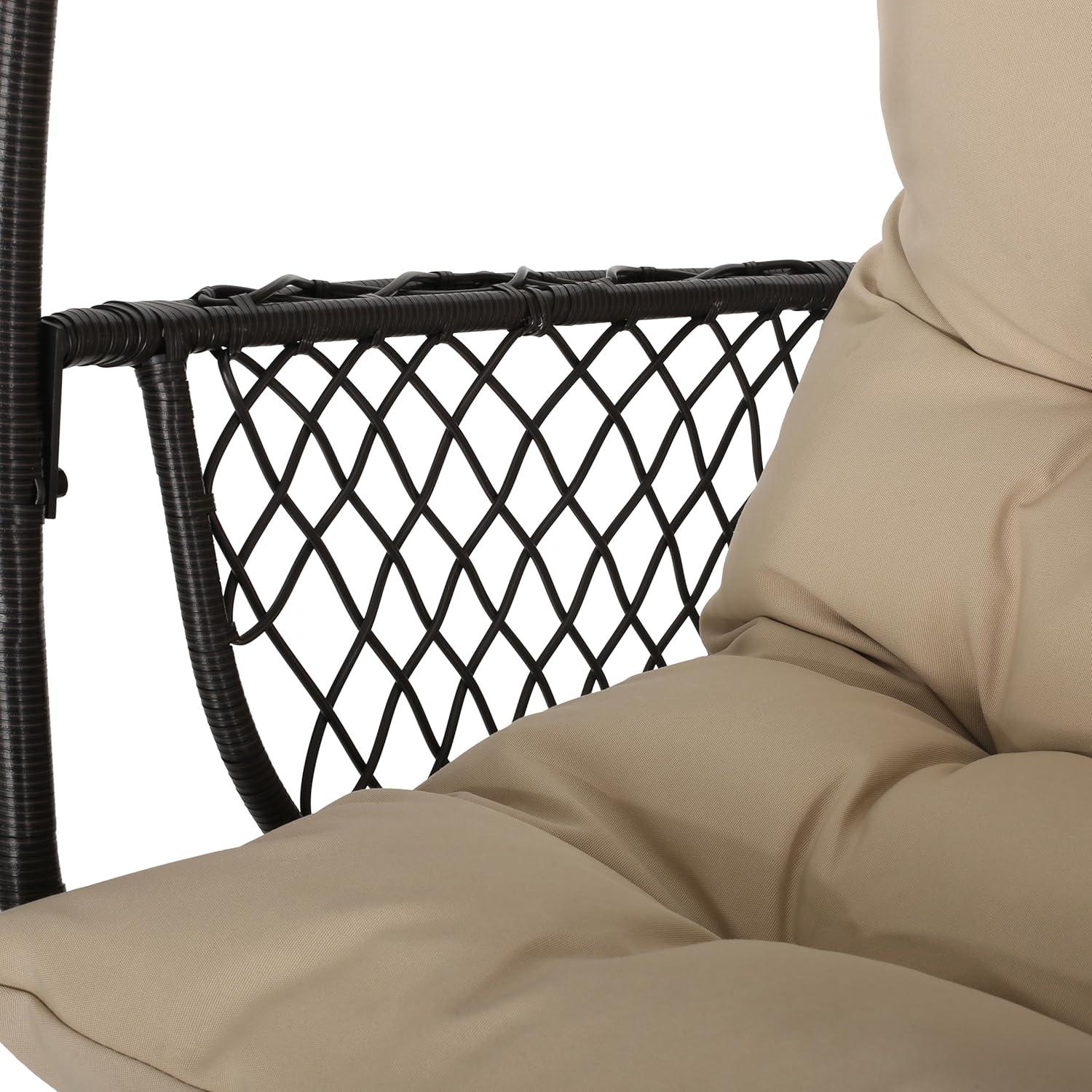image:imageChristopher Knight Home Amanda Wicker Hanging Chair with Stand Brown TanBrown Tan