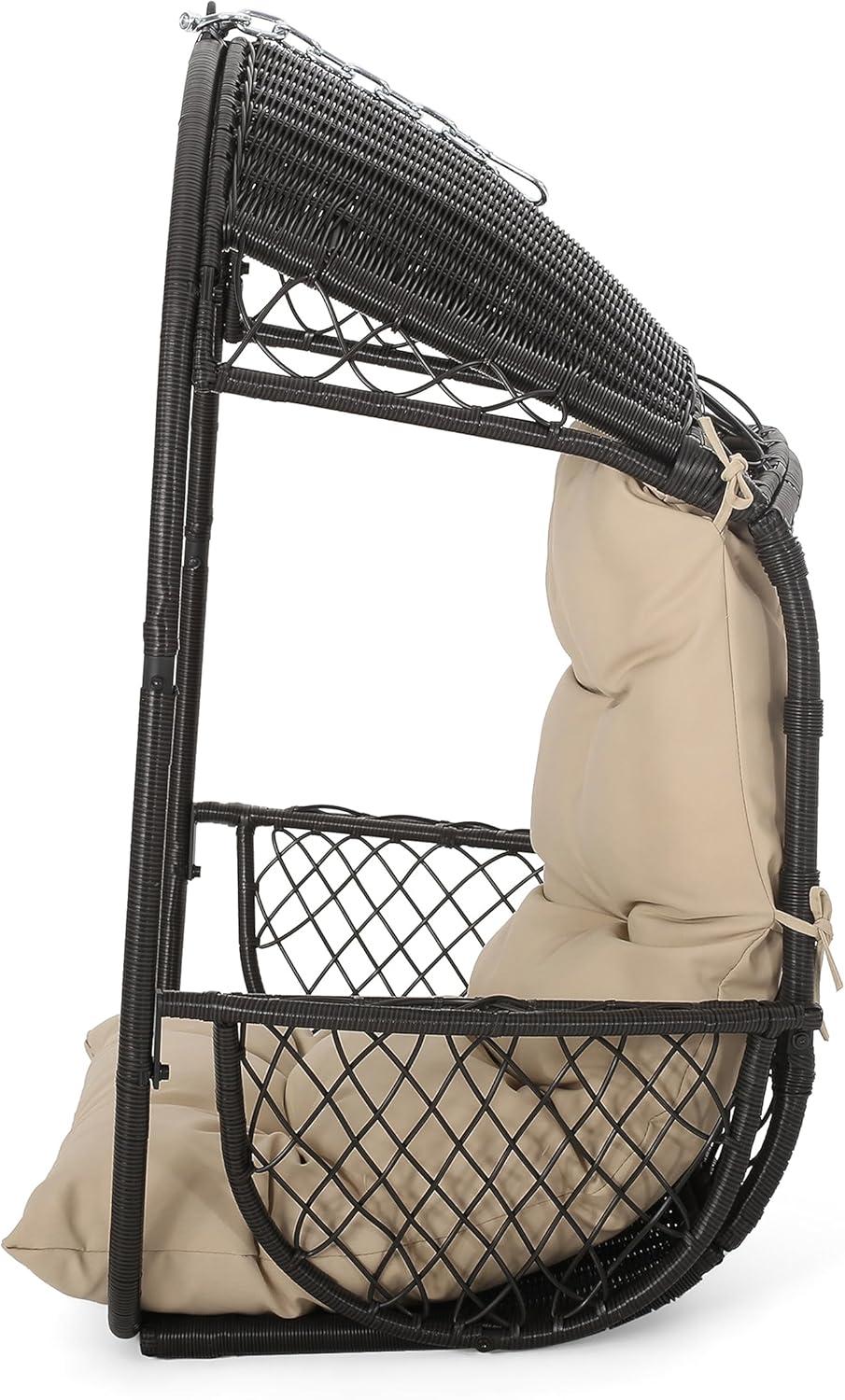image:imageChristopher Knight Home Amanda Wicker Hanging Chair with Stand Brown TanBrown Tan