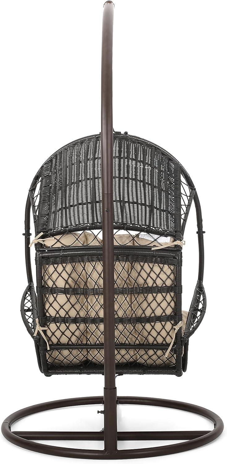 image:imageChristopher Knight Home Amanda Wicker Hanging Chair with Stand Brown TanBrown Tan