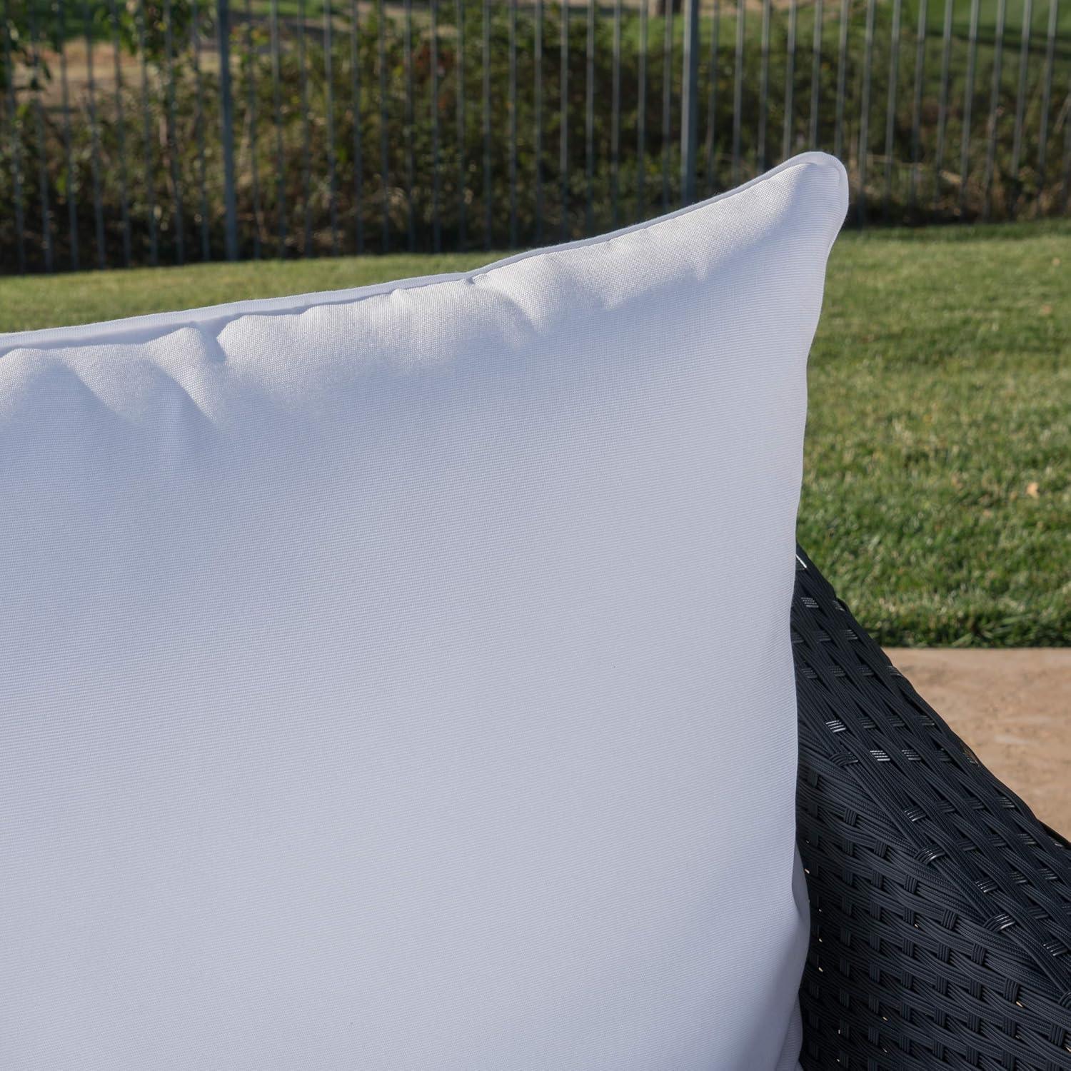 image:imageChristopher Knight Home Antibes Outdoor Wicker Club Chairs with Water Resistant Cushions 2Pcs Set Black White Cushion