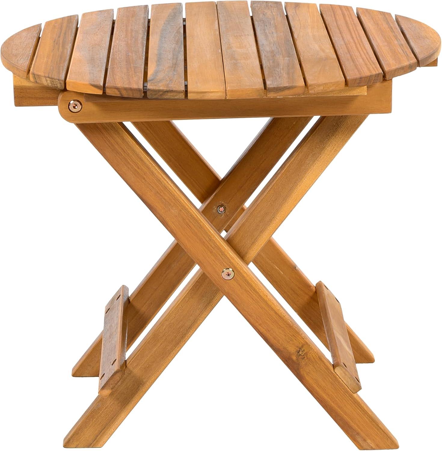 image:imageChristopher Knight Home Aurl 1775 W Outdoor Acacia Wood Side Table Round End Table Slats Panel Design Foldable and Adjustable Small Coffee Desk Sofa Side Desk No Assembly Needed 175lbs Teak