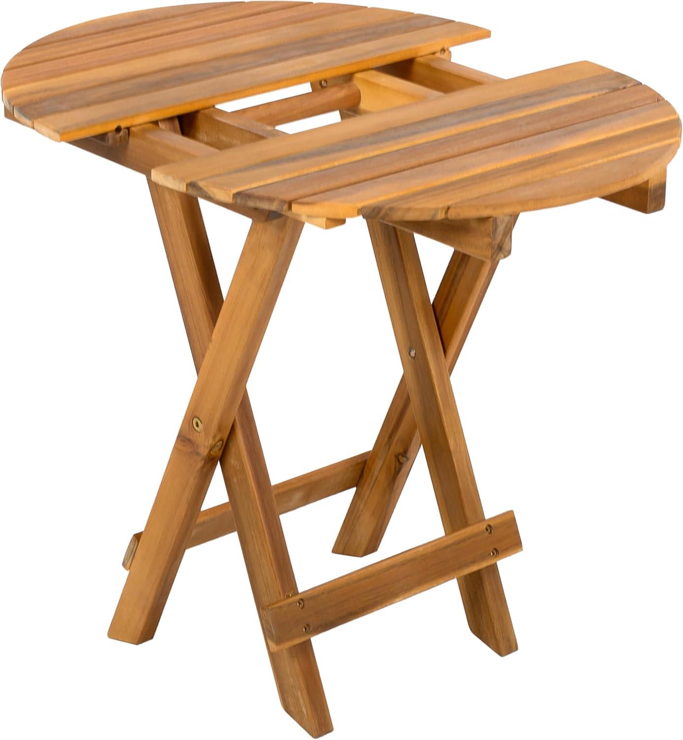 image:imageChristopher Knight Home Aurl 1775 W Outdoor Acacia Wood Side Table Round End Table Slats Panel Design Foldable and Adjustable Small Coffee Desk Sofa Side Desk No Assembly Needed 175lbs Teak