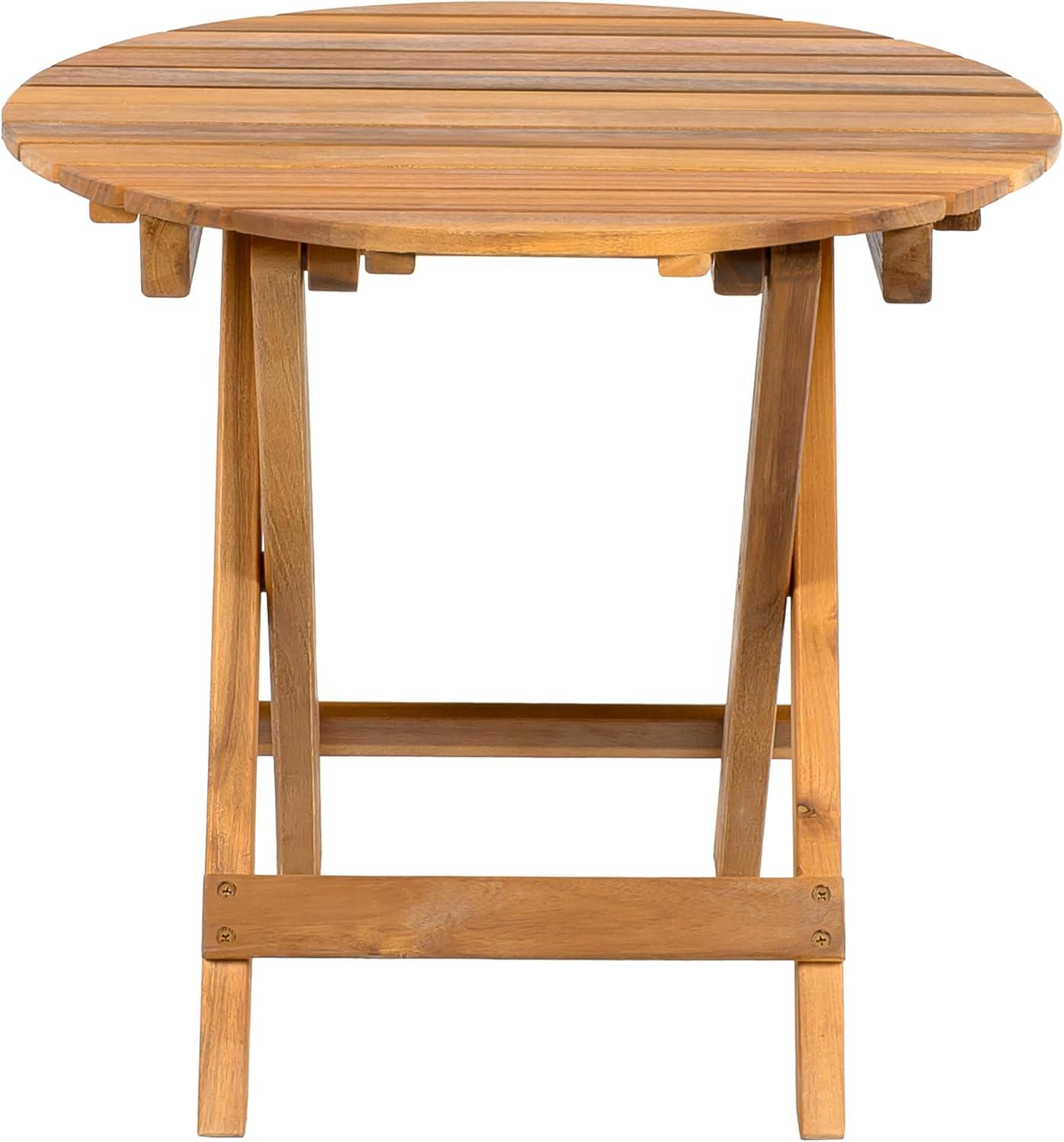 image:imageChristopher Knight Home Aurl 1775 W Outdoor Acacia Wood Side Table Round End Table Slats Panel Design Foldable and Adjustable Small Coffee Desk Sofa Side Desk No Assembly Needed 175lbs Teak
