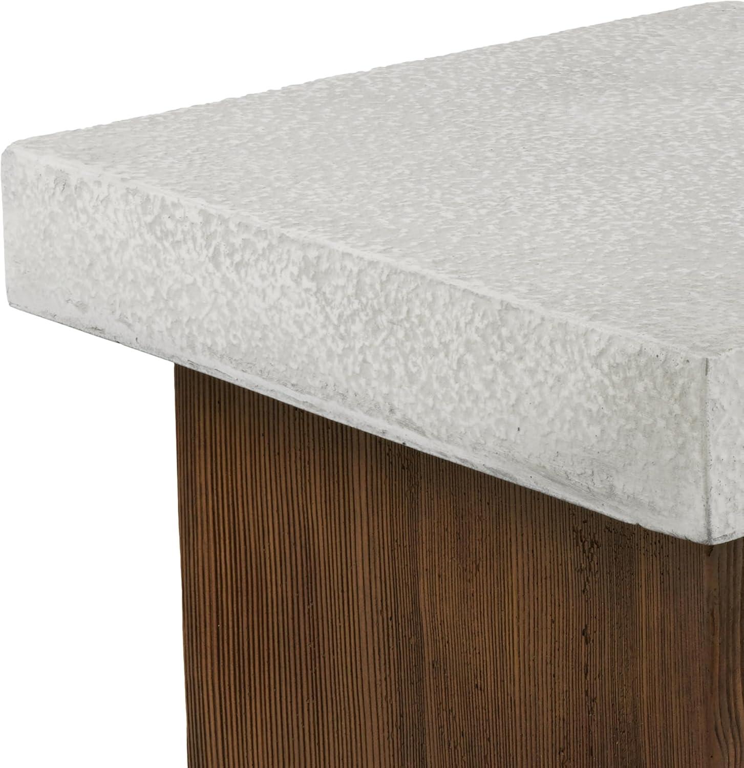 image:imageChristopher Knight Home Aurl Outdoor Square Side Table Lightweight Concrete Patio End Table with Wooden Like Frame Decorative Accent Table for Patio Garden Porch Balcony Antique WhiteNatural