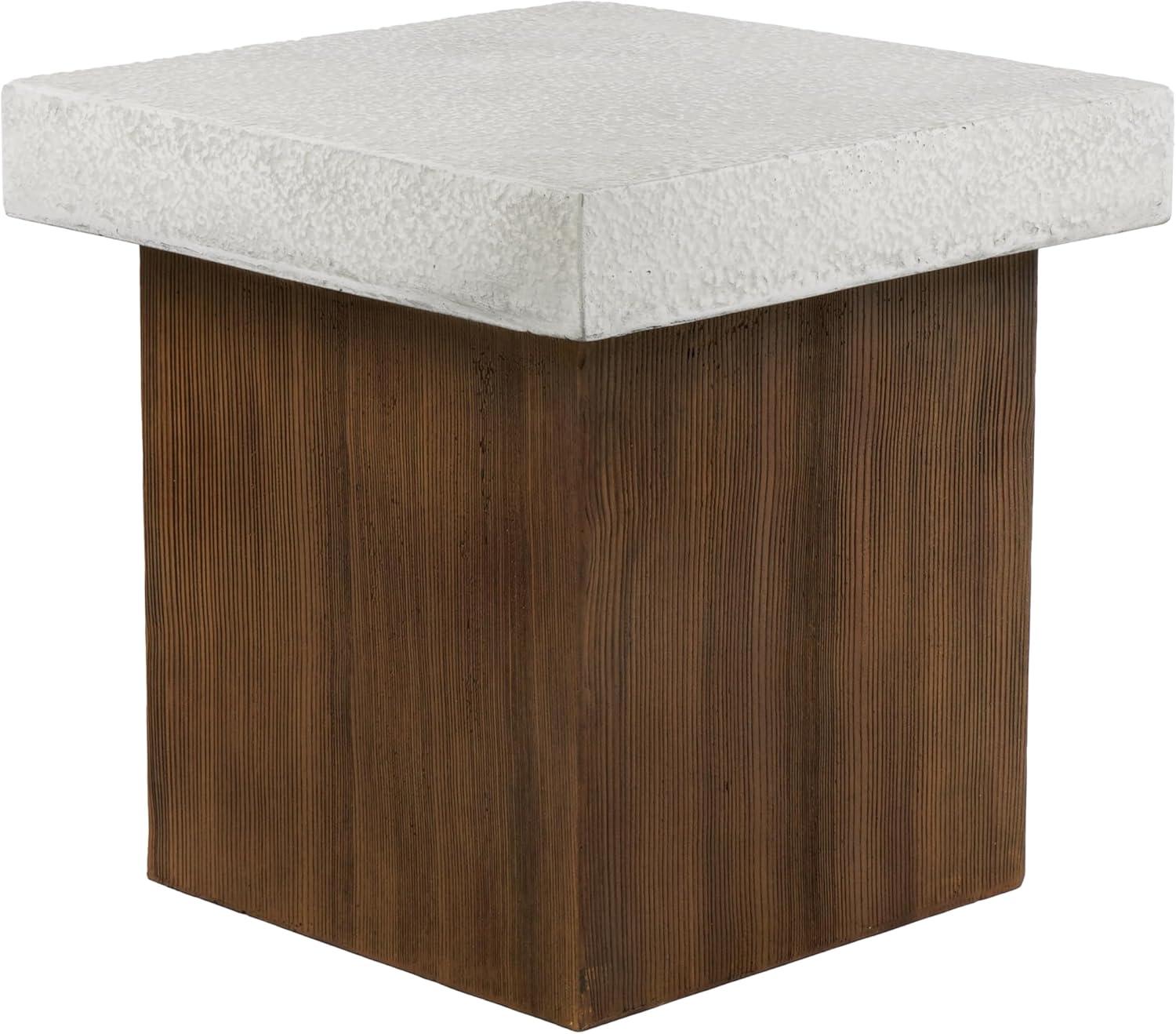 image:imageChristopher Knight Home Aurl Outdoor Square Side Table Lightweight Concrete Patio End Table with Wooden Like Frame Decorative Accent Table for Patio Garden Porch Balcony Antique WhiteNatural