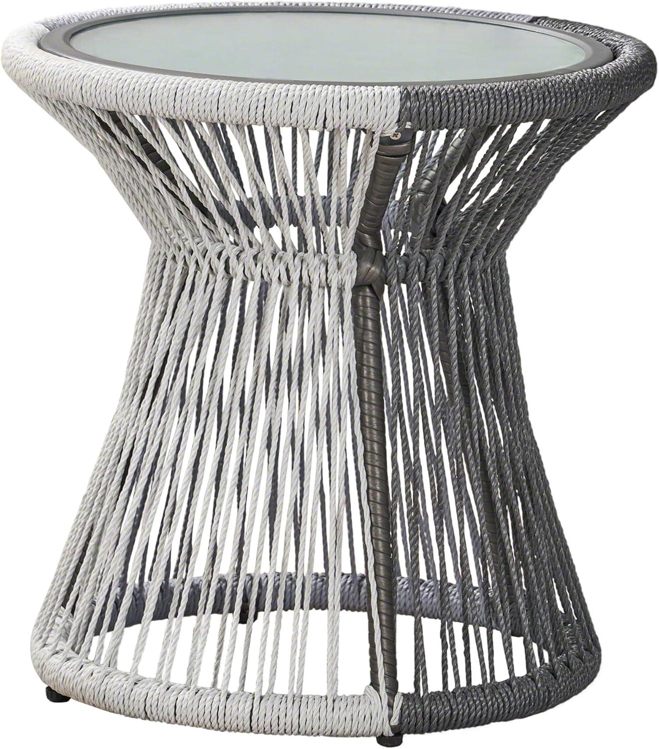 image:imageChristopher Knight Home Ava Outdoor 3 Piece Rope and Steel Chat Set Finish GrayWhiteGray