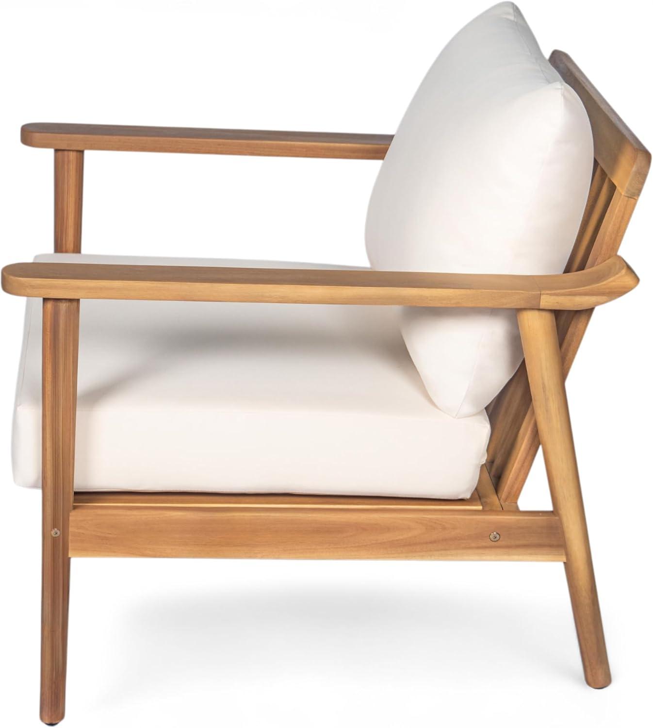 image:imageChristopher Knight Home Batis Acacia Wood Lounge Chair Outdoor Wooden Patio Accent Chair Set Comfy Reading Chair with Removable Cushion Patio Furniture Set Armchair TeakBeigeTeakbeige