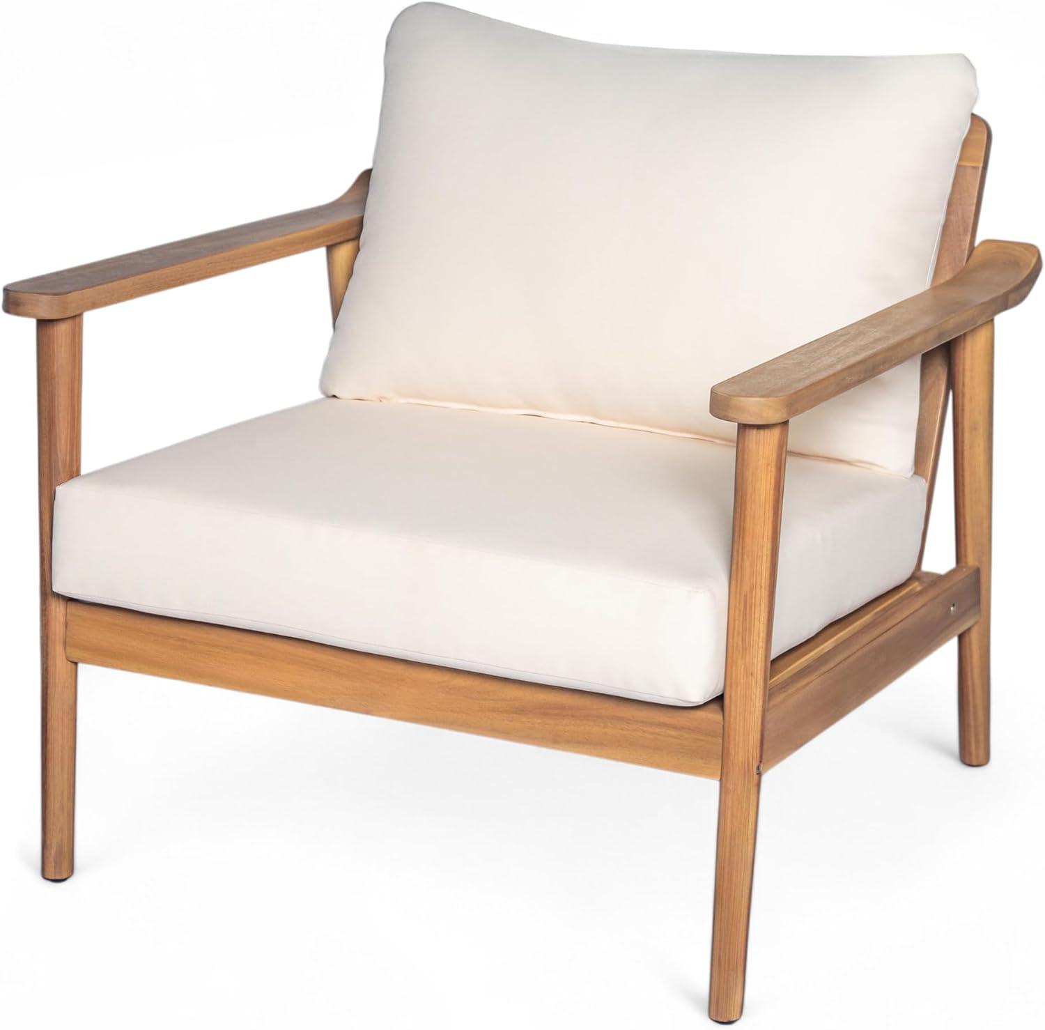 image:imageChristopher Knight Home Batis Acacia Wood Lounge Chair Outdoor Wooden Patio Accent Chair Set Comfy Reading Chair with Removable Cushion Patio Furniture Set Armchair TeakBeigeTeakbeigeSet of 2