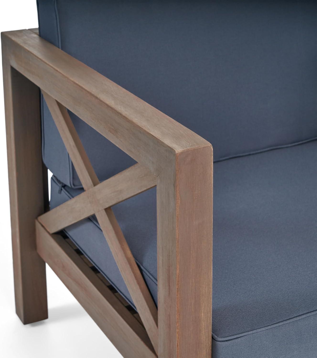 image:imageChristopher Knight Home Brava Outdoor Acacia Wood Club Chairs with Water Resistant Cushions Set of 2 3025 W x 3025 D x 265 H Gray Dark Gray