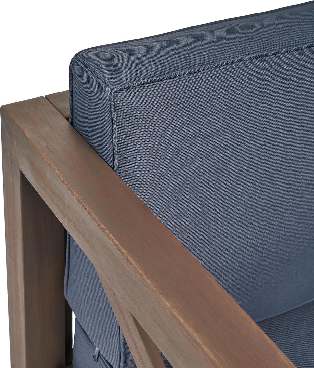 image:imageChristopher Knight Home Brava Outdoor Acacia Wood Club Chairs with Water Resistant Cushions Set of 2 3025 W x 3025 D x 265 H Gray Dark Gray