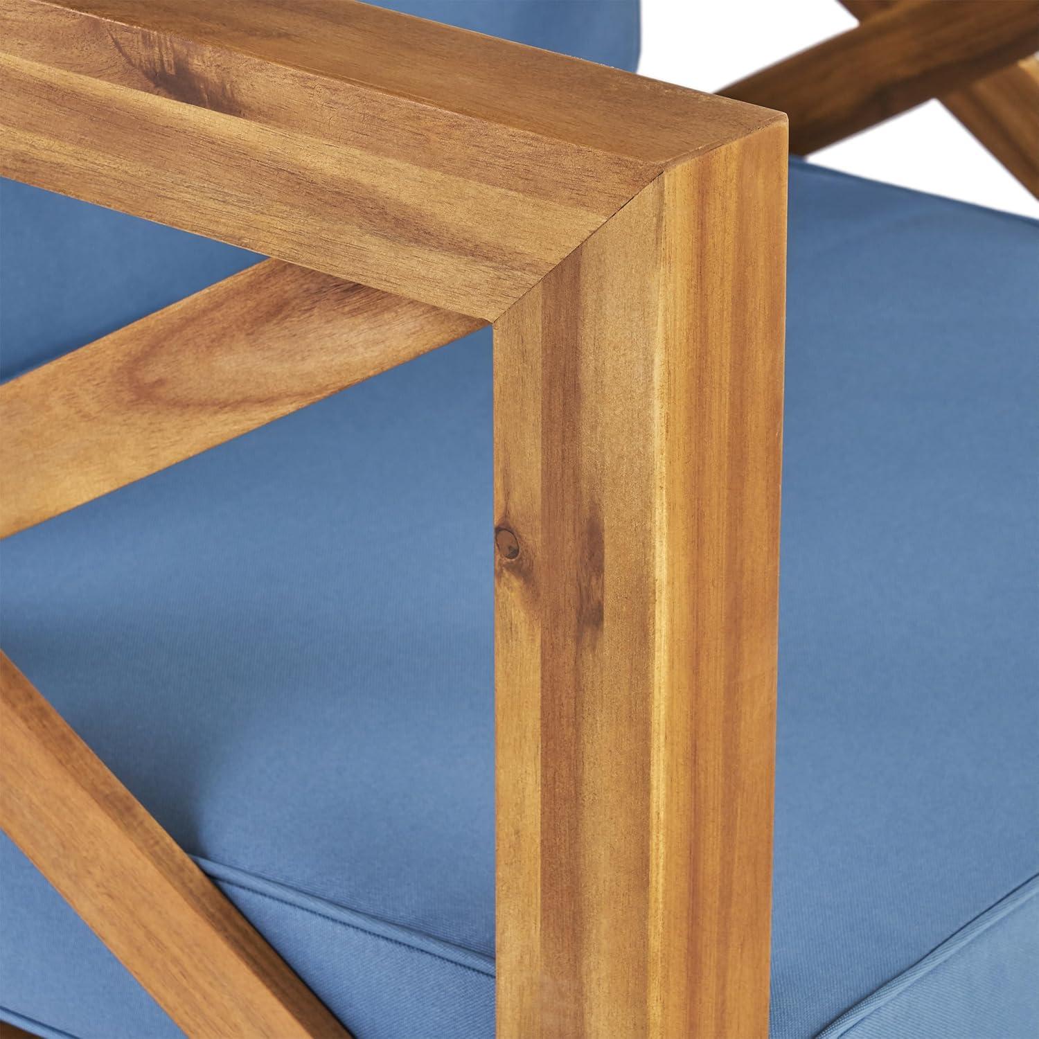 image:imageChristopher Knight Home Brava Outdoor Acacia Wood Club Chairs with Water Resistant Cushions Set of 2 3025 W x 3025 D x 265 H Teak Blue