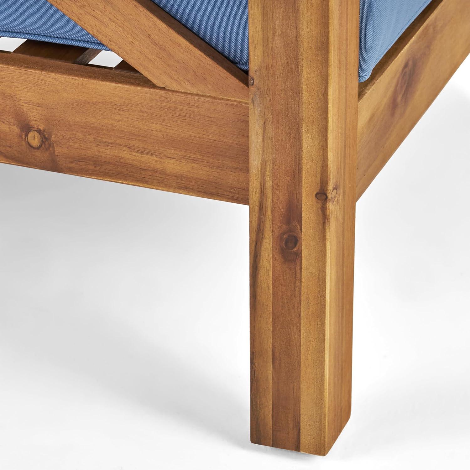 image:imageChristopher Knight Home Brava Outdoor Acacia Wood Club Chairs with Water Resistant Cushions Set of 2 3025 W x 3025 D x 265 H Teak Blue