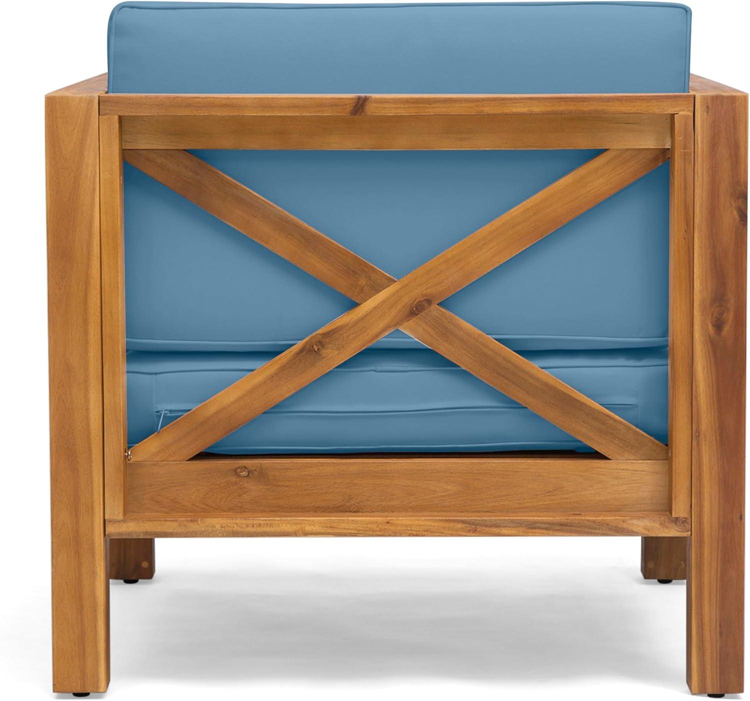 image:imageChristopher Knight Home Brava Outdoor Acacia Wood Club Chairs with Water Resistant Cushions Set of 2 3025 W x 3025 D x 265 H Teak Blue