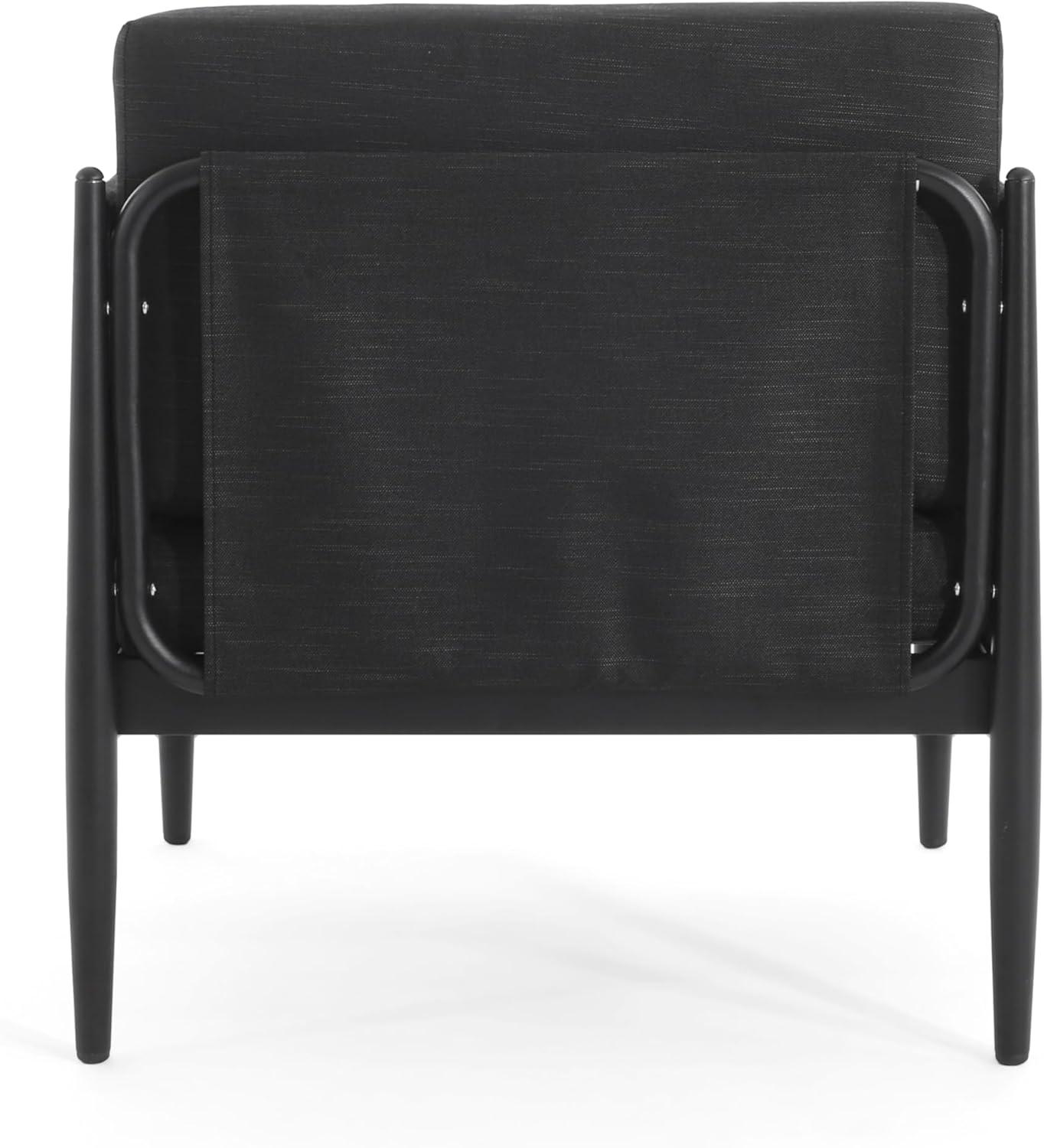image:imageChristopher Knight Home Brookn Outdoor Contemporary Modern Patio Fabric Aluminum Frame Club Chair Outdoor Armchair for Relaxing in Garden Poolside with Water Resistant and Removable Cushion Black
