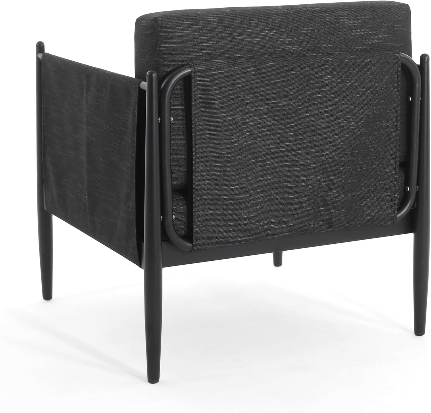 image:imageChristopher Knight Home Brookn Outdoor Contemporary Modern Patio Fabric Aluminum Frame Club Chair Outdoor Armchair for Relaxing in Garden Poolside with Water Resistant and Removable Cushion Black